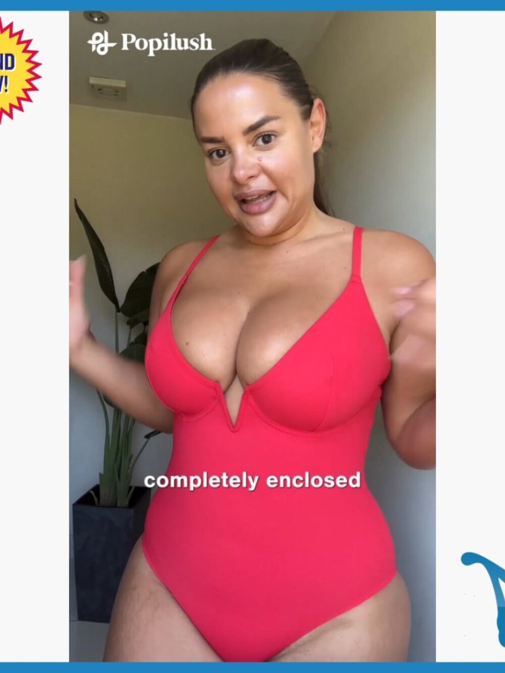 Tummy Control One Piece Swimsuit with Underwire Deep V Neck Shapewear - Picture 6 of 7